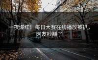 一夜爆红！每日大赛在线播放被扒，网友吵翻了