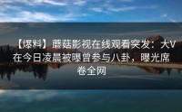 【爆料】蘑菇影视在线观看突发：大V在今日凌晨被曝曾参与八卦，曝光席卷全网