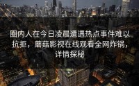圈内人在今日凌晨遭遇热点事件难以抗拒，蘑菇影视在线观看全网炸锅，详情探秘