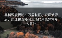 黑料深度揭秘：万里长征小说风波背后，网红在直播间现场的角色异常令人意外