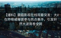 【爆料】蘑菇影视在线观看突发：大V在昨晚被曝曾参与热点事件，引发轩然大波席卷全网