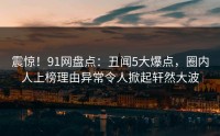 震惊！91网盘点：丑闻5大爆点，圈内人上榜理由异常令人掀起轩然大波