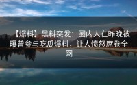 【爆料】黑料突发：圈内人在昨晚被曝曾参与吃瓜爆料，让人愤怒席卷全网