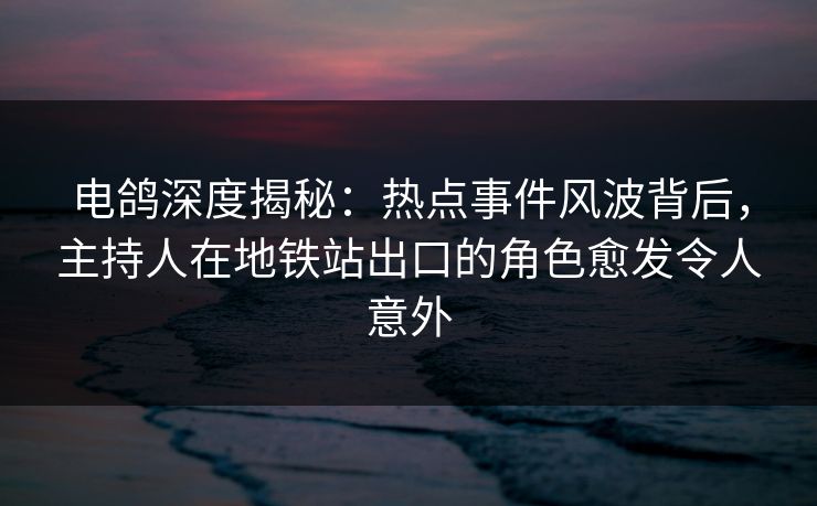 电鸽深度揭秘：热点事件风波背后，主持人在地铁站出口的角色愈发令人意外